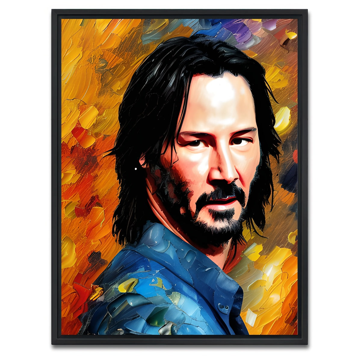 AUTO-MOCKUP WHITE | Keanu Reeves | 1 Piece | Black Framed Canvas | group=3x4