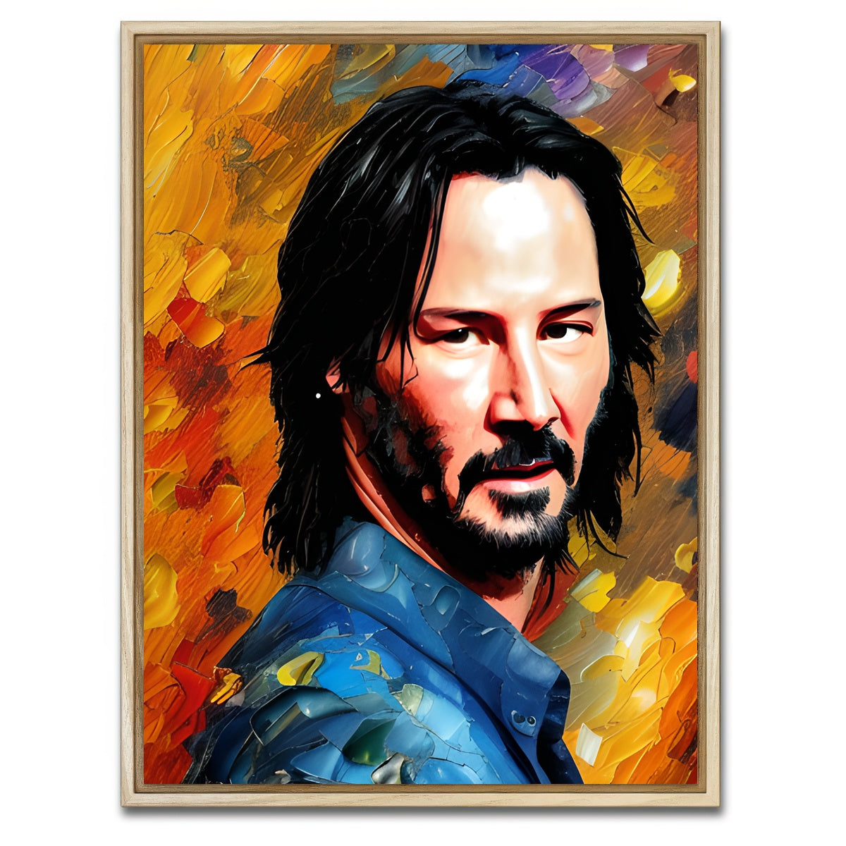 AUTO-MOCKUP WHITE | Keanu Reeves | 1 Piece | Natural Framed Canvas | group=3x4