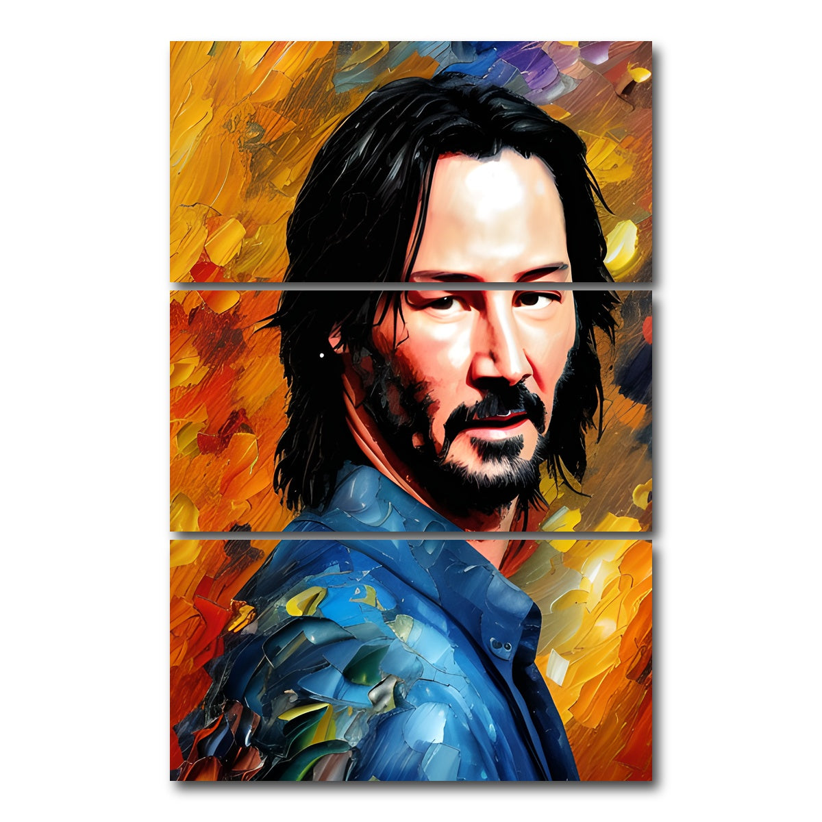 AUTO-MOCKUP WHITE | Keanu Reeves | 3 Piece | Gallery Wrap Canvas | group=12x24_stacked