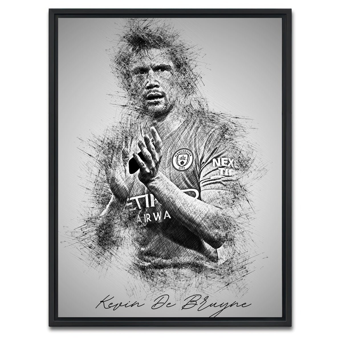 AUTO-MOCKUP WHITE | Kevin De Bruyne | 1 Piece | Black Framed Canvas | group=3x4