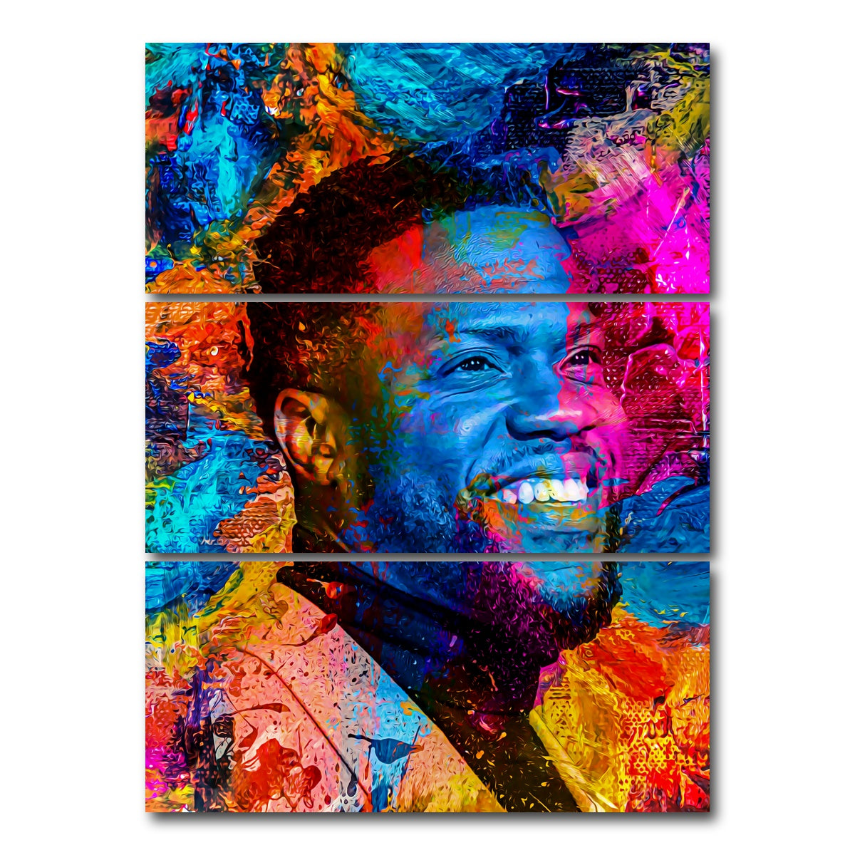 AUTO-MOCKUP WHITE | Kevin Hart | 3 Piece | Gallery Wrap Canvas | group=8x18_stacked