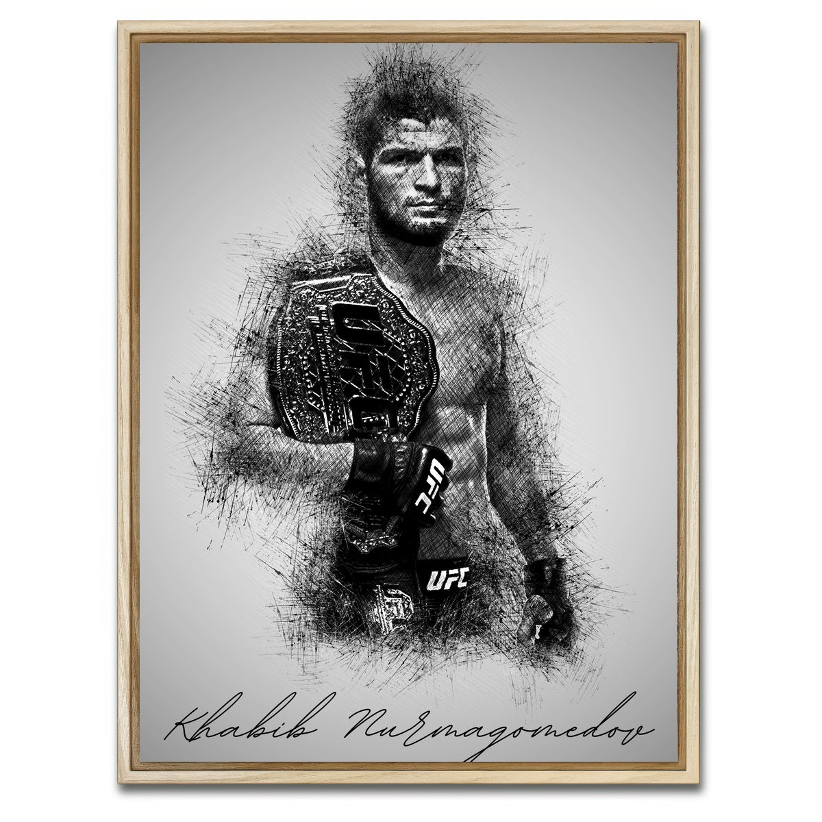 AUTO-MOCKUP WHITE | Khabib Nurmagomedov | 1 Piece | Natural Framed Canvas | group=3x4