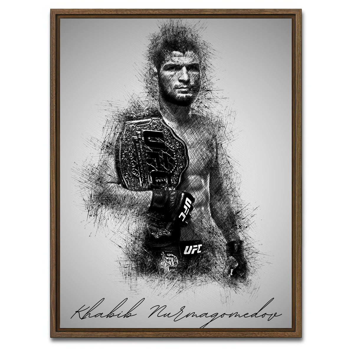 AUTO-MOCKUP WHITE | Khabib Nurmagomedov | 1 Piece | Walnut Framed Canvas | group=3x4