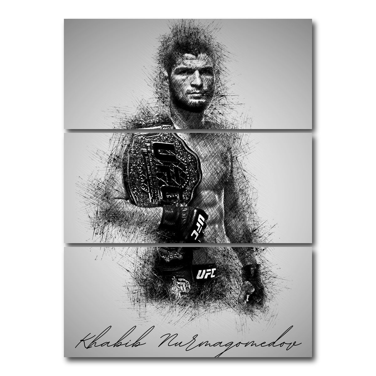 AUTO-MOCKUP WHITE | Khabib Nurmagomedov | 3 Piece | Gallery Wrap Canvas | group=8x18_stacked
