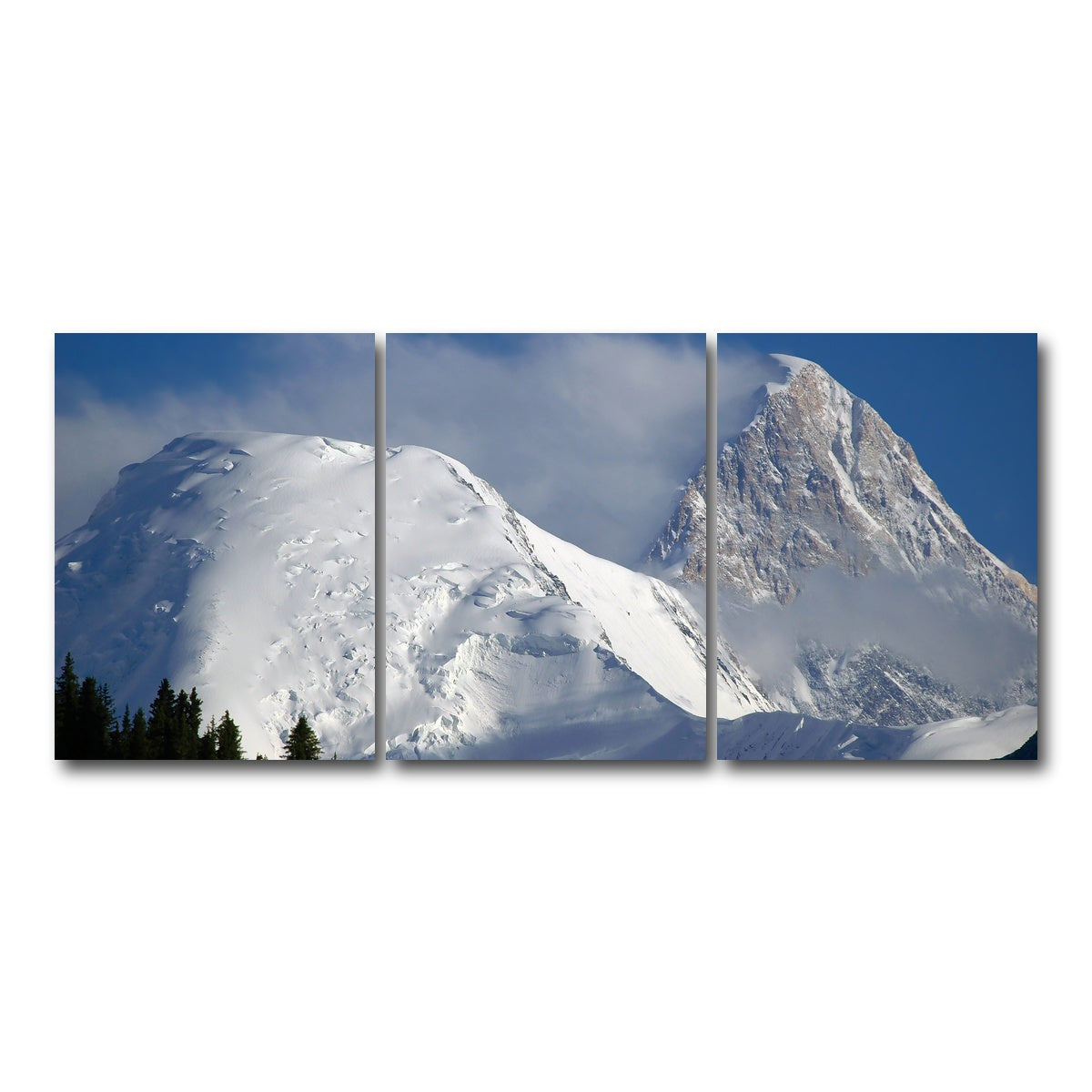 AUTO-MOCKUP WHITE | Khan Tengri and Bayankol peaks | 3 Piece | Gallery Wrap Canvas | group=18x24