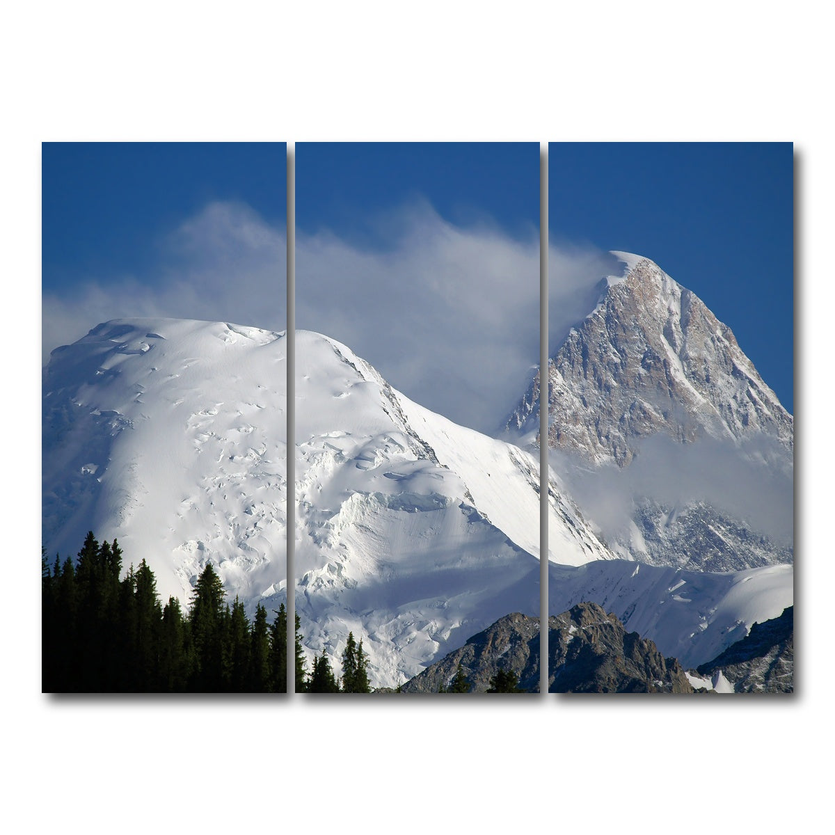 AUTO-MOCKUP WHITE | Khan Tengri and Bayankol peaks | 3 Piece | Gallery Wrap Canvas | group=8x18
