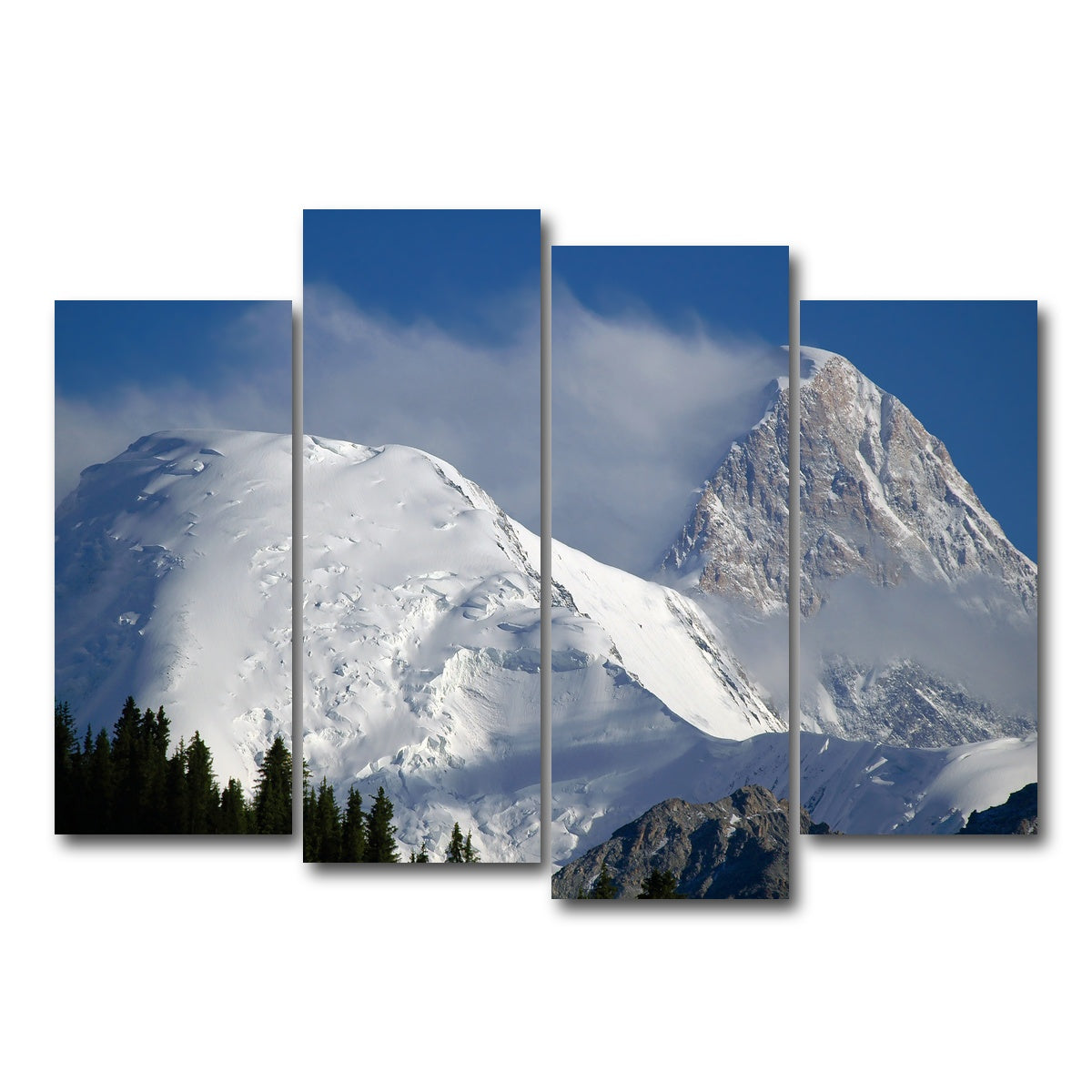 AUTO-MOCKUP WHITE | Khan Tengri and Bayankol peaks | 4 Piece | Gallery Wrap Canvas | group=4_normal