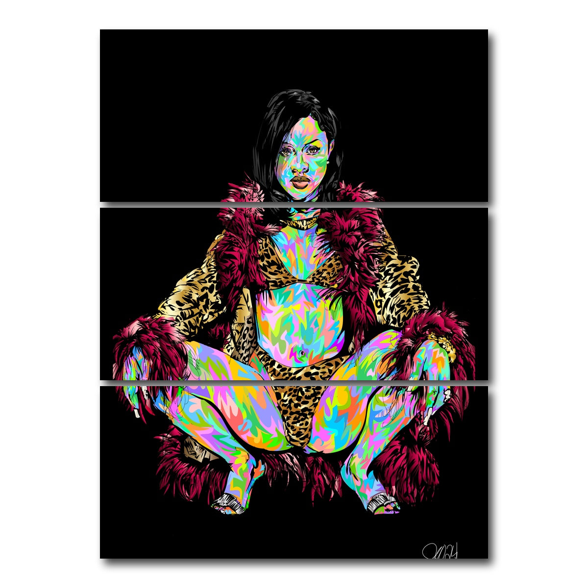 AUTO-MOCKUP WHITE | Kim Hard Core | 3 Piece | Gallery Wrap Canvas | group=8x18_stacked