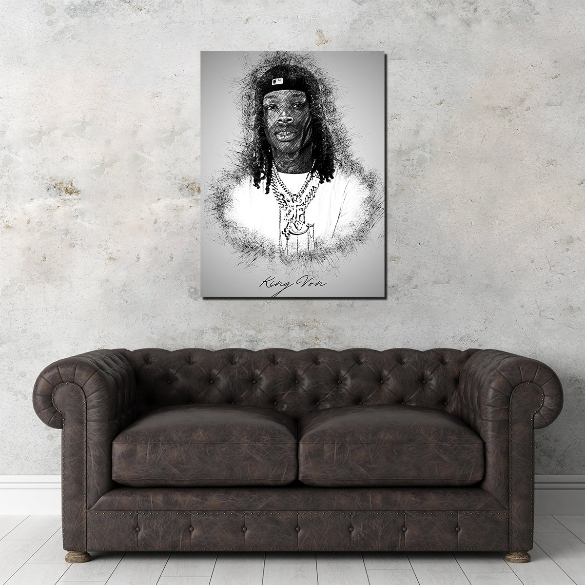 King Von Sketch Wall Art