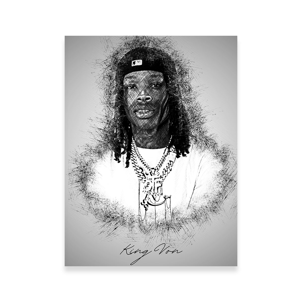 King Von Sketch Wall Art