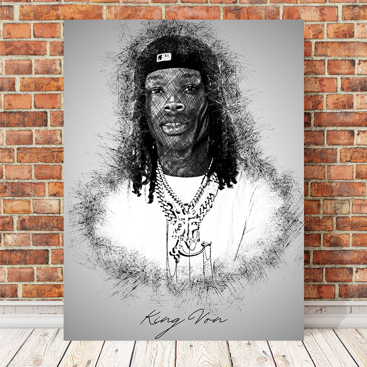 King Von Sketch Wall Art
