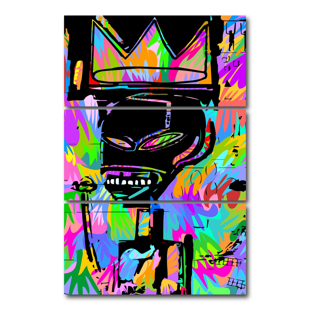 AUTO-MOCKUP WHITE | King Basquait | 3 Piece | Gallery Wrap Canvas | group=12x24_stacked