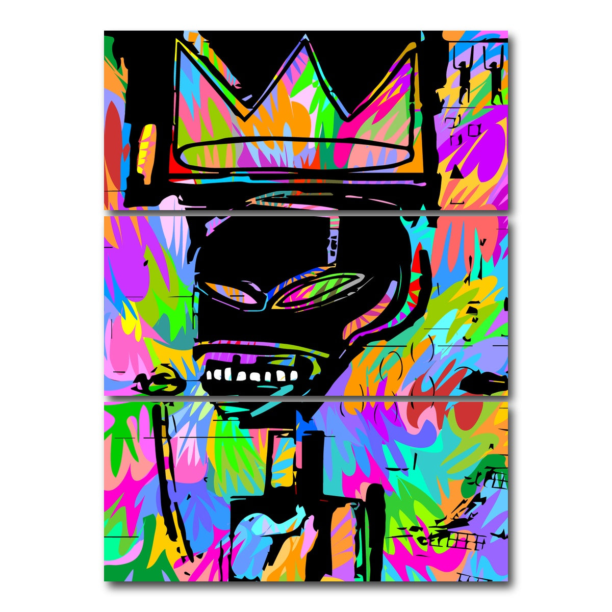 AUTO-MOCKUP WHITE | King Basquait | 3 Piece | Gallery Wrap Canvas | group=8x18_stacked