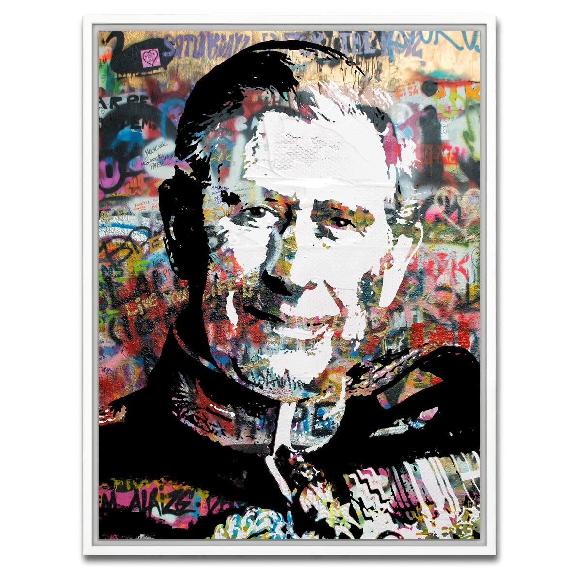 AUTO-MOCKUP WHITE | King Charles Graffiti | 1 Piece | White Framed Canvas | group=3x4