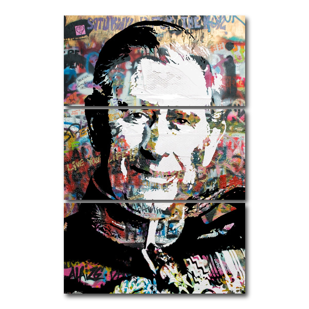 AUTO-MOCKUP WHITE | King Charles Graffiti | 3 Piece | Gallery Wrap Canvas | group=12x24_stacked