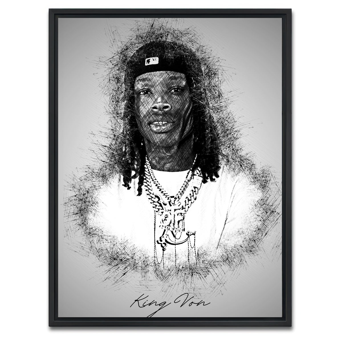 AUTO-MOCKUP WHITE | King Von | 1 Piece | Black Framed Canvas | group=3x4