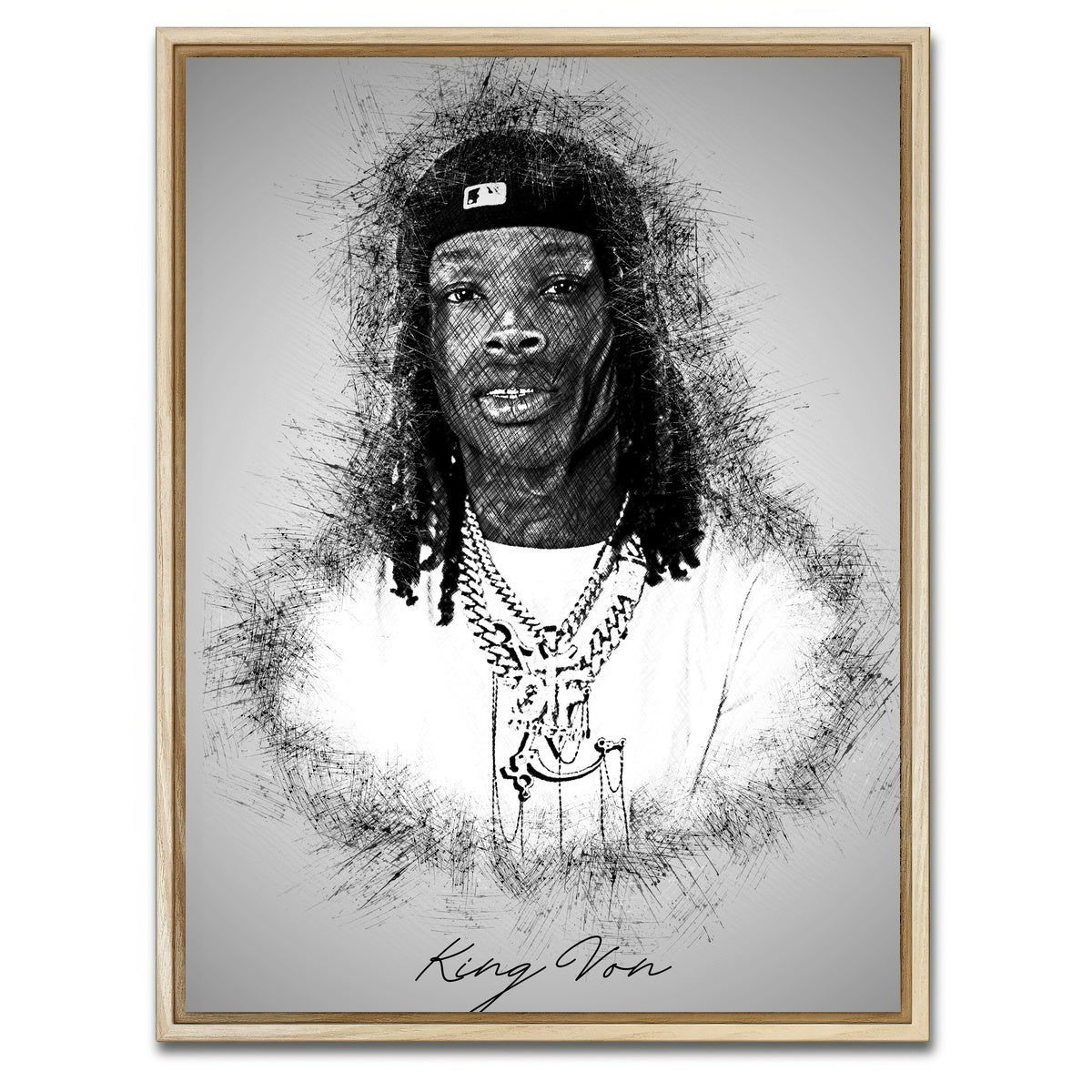 AUTO-MOCKUP WHITE | King Von | 1 Piece | Natural Framed Canvas | group=3x4