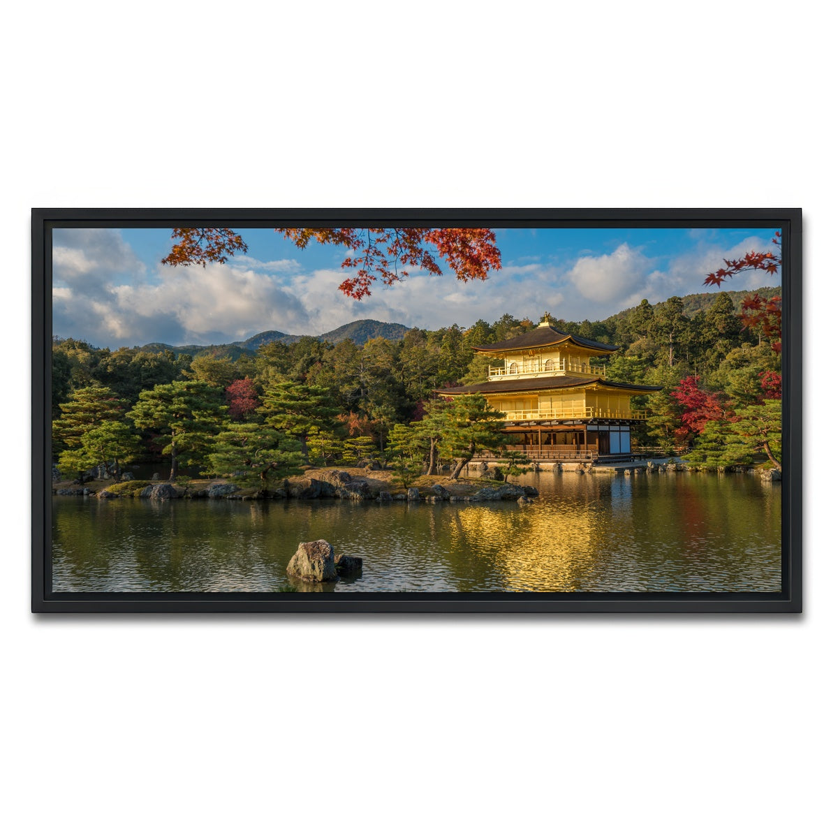 AUTO-MOCKUP WHITE | Kinkaku-ji buddhist temple | 1 Piece | Black Framed Canvas | group=2x1