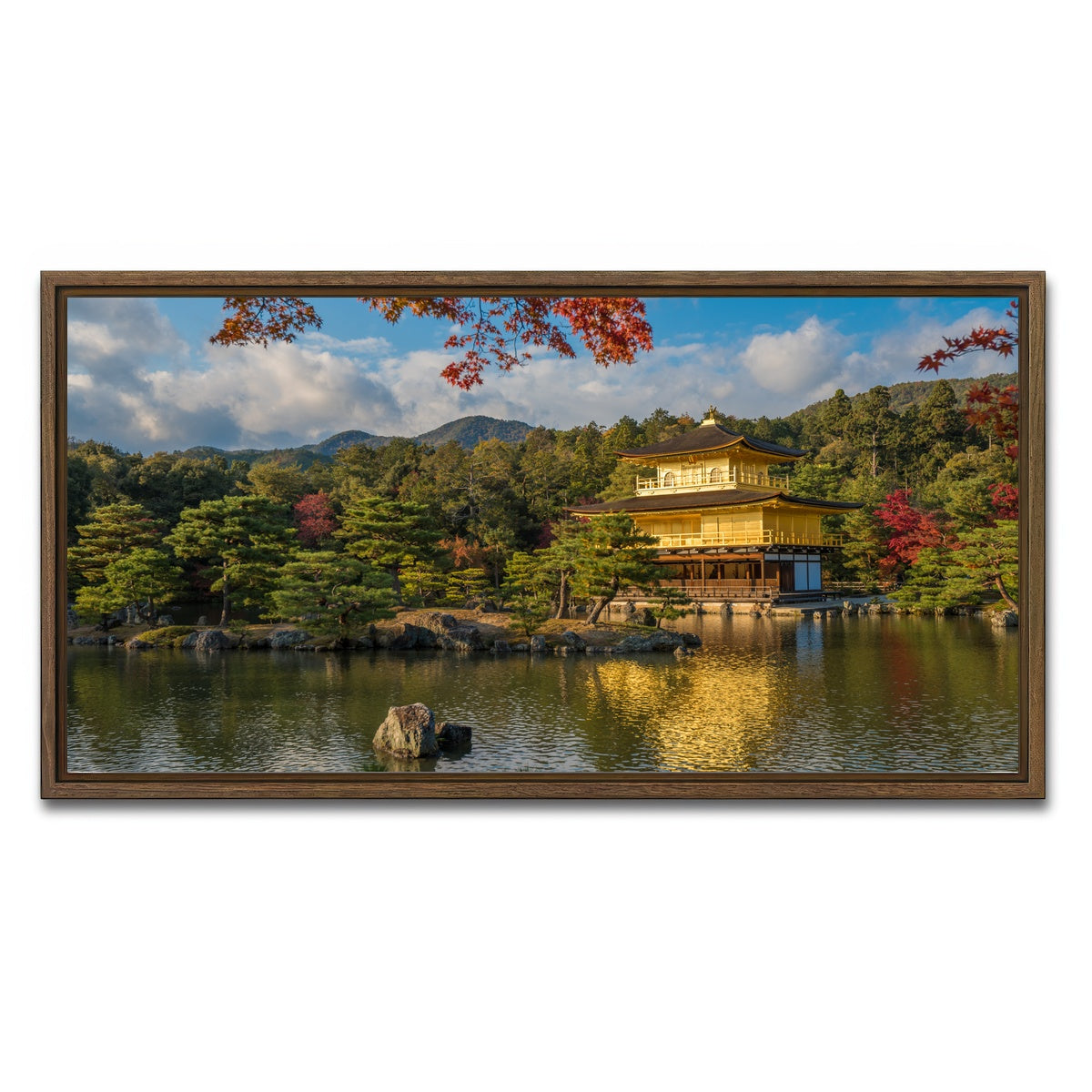 AUTO-MOCKUP WHITE | Kinkaku-ji buddhist temple | 1 Piece | Walnut Framed Canvas | group=2x1