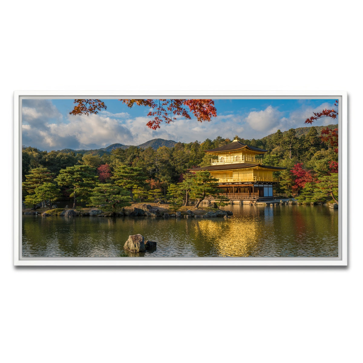 AUTO-MOCKUP WHITE | Kinkaku-ji buddhist temple | 1 Piece | White Framed Canvas | group=2x1