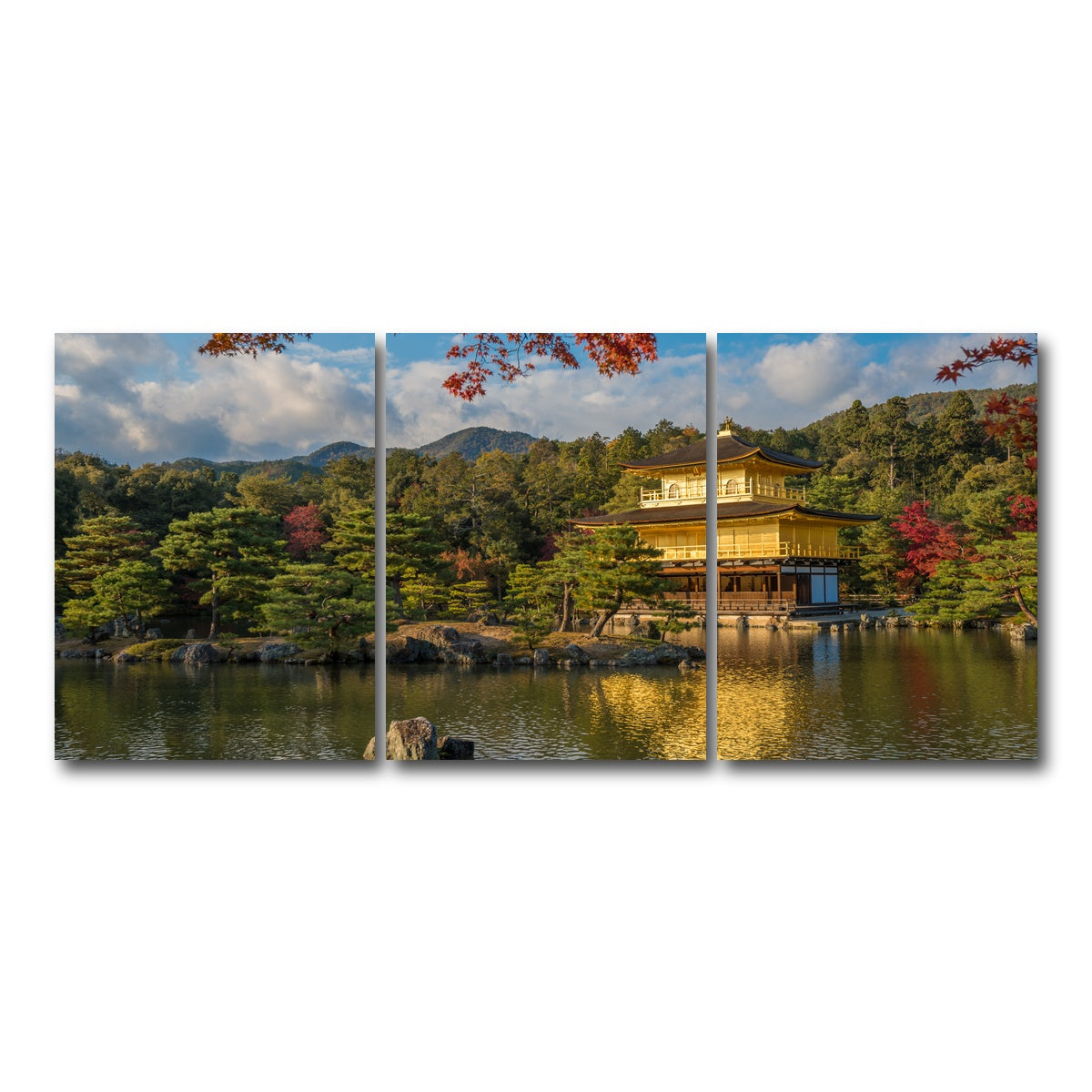 AUTO-MOCKUP WHITE | Kinkaku-ji buddhist temple | 3 Piece | Gallery Wrap Canvas | group=18x24