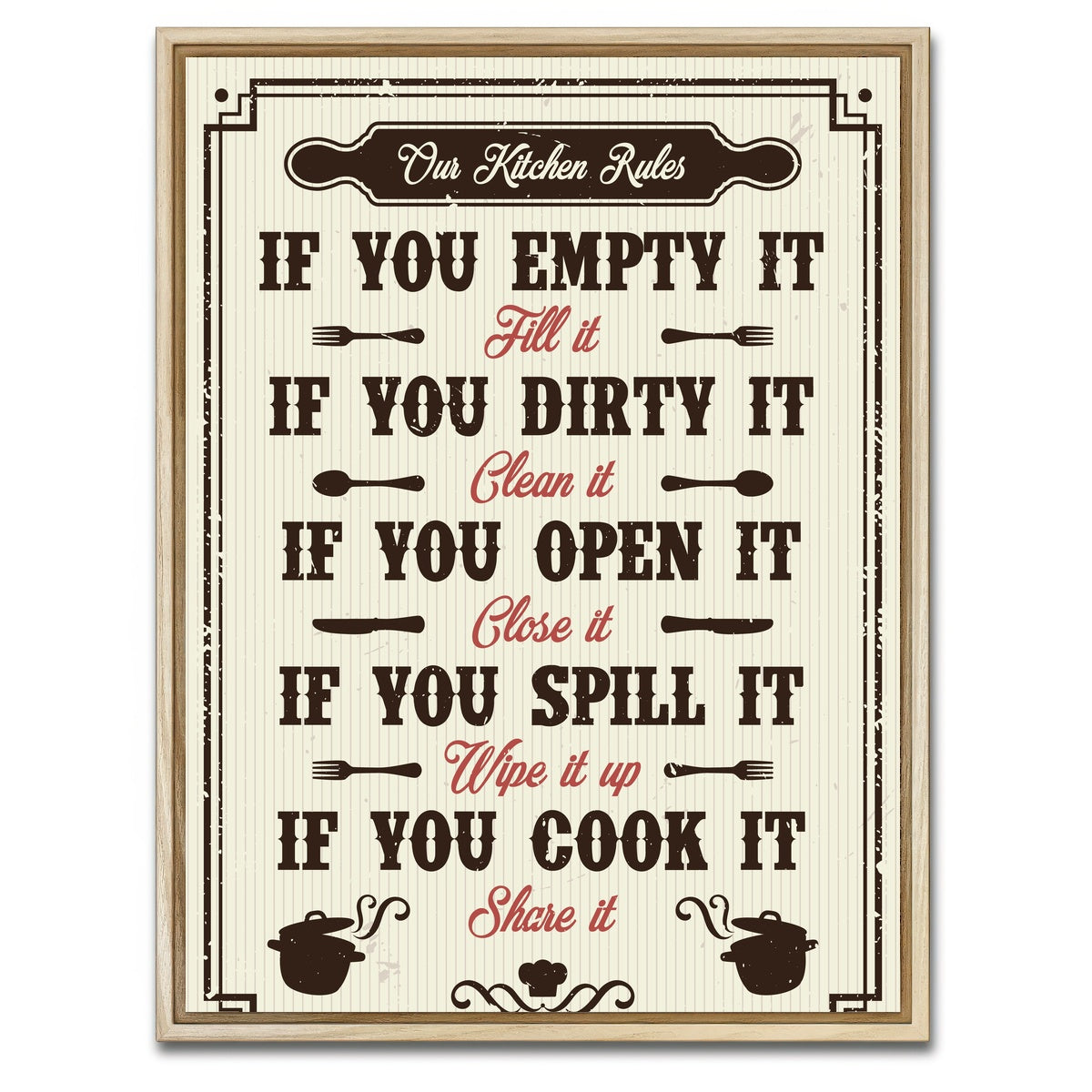 AUTO-MOCKUP WHITE | Kitchen Rules | 1 Piece | Natural Framed Canvas | group=3x4