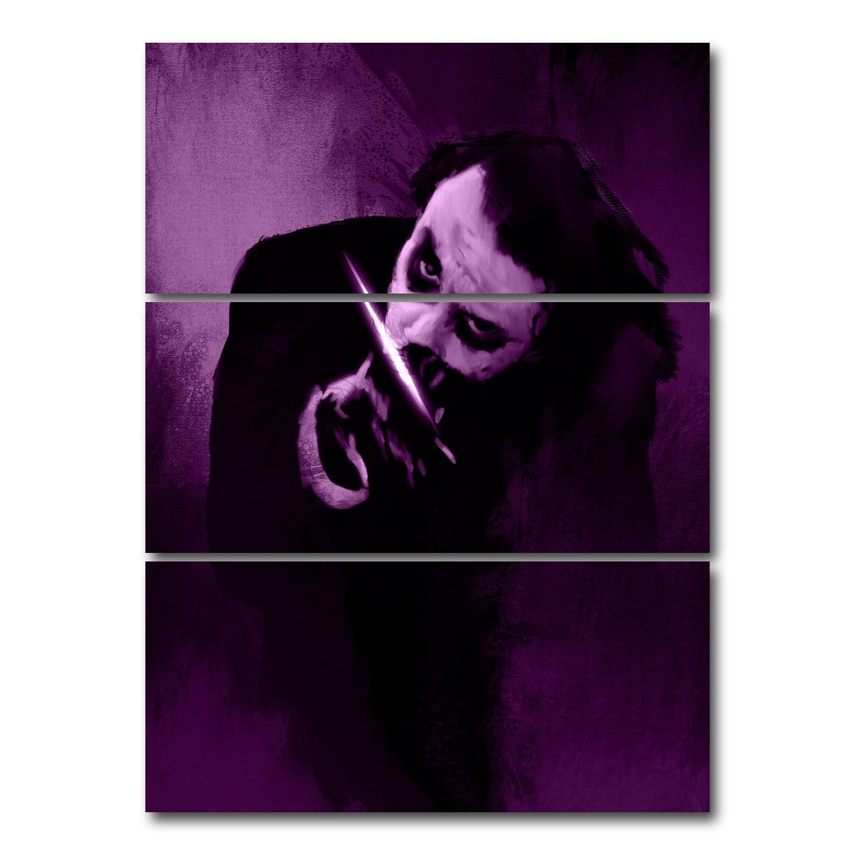 AUTO-MOCKUP WHITE | Knife Clown | 3 Piece | Gallery Wrap Canvas | group=8x18_stacked