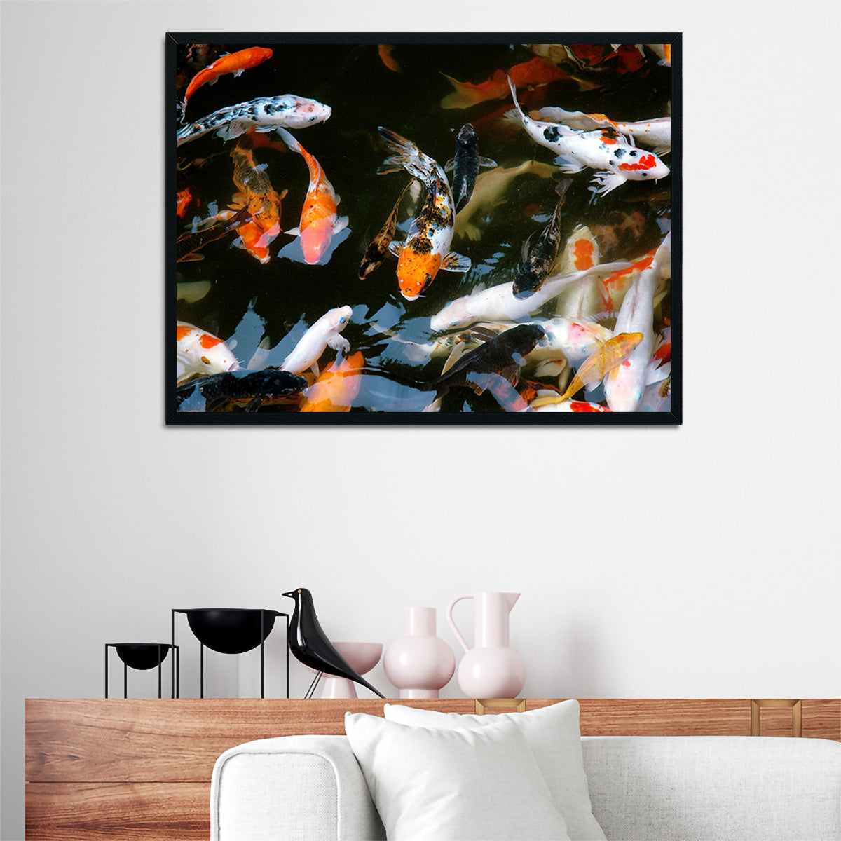 Koi Fish Swimming Wall Art