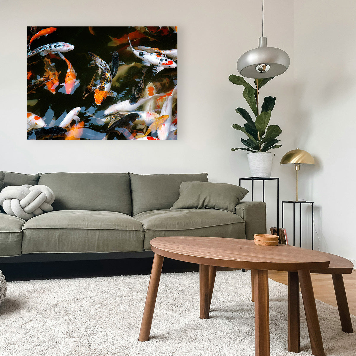 Koi Fish Swimming Wall Art