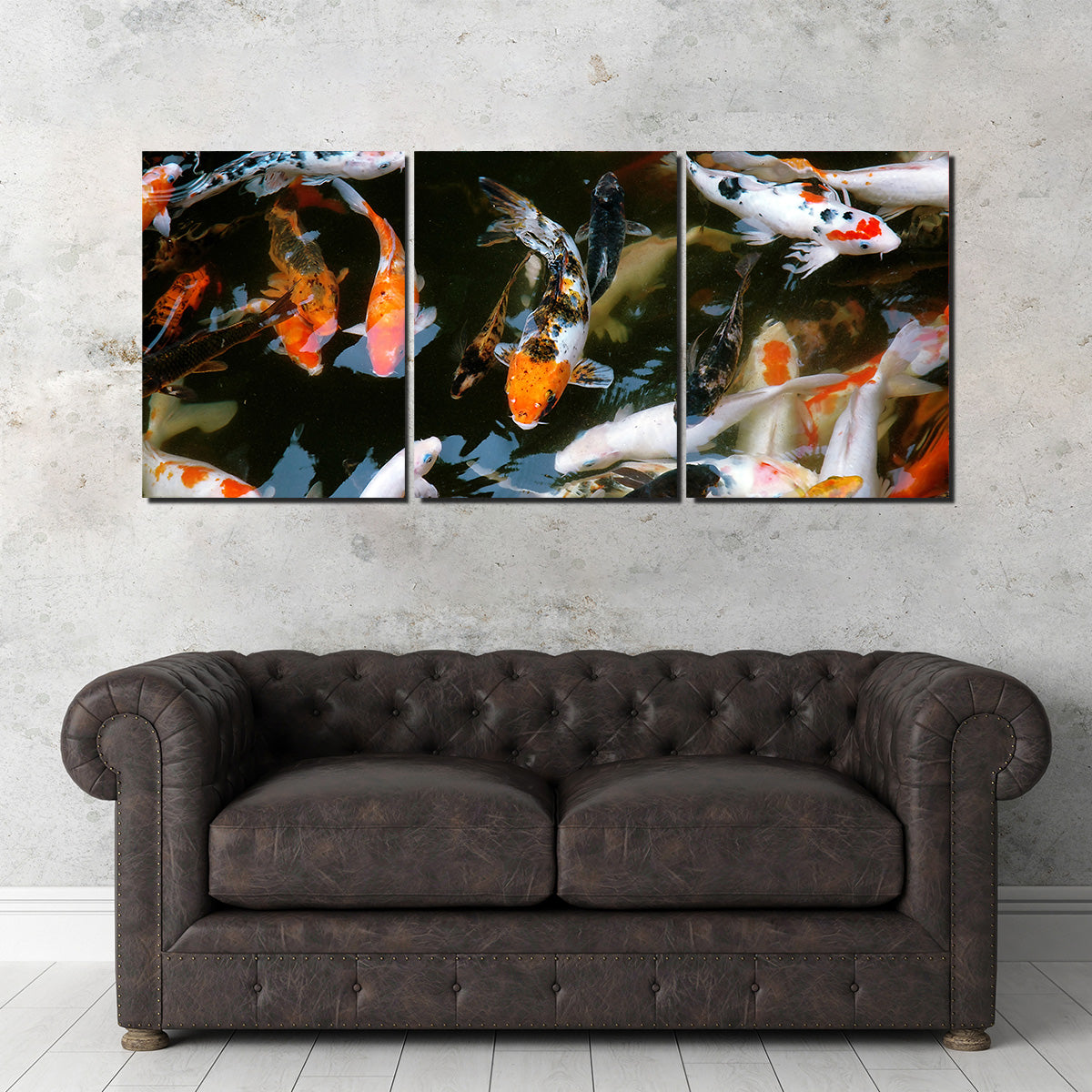 Koi Fish Swimming Wall Art