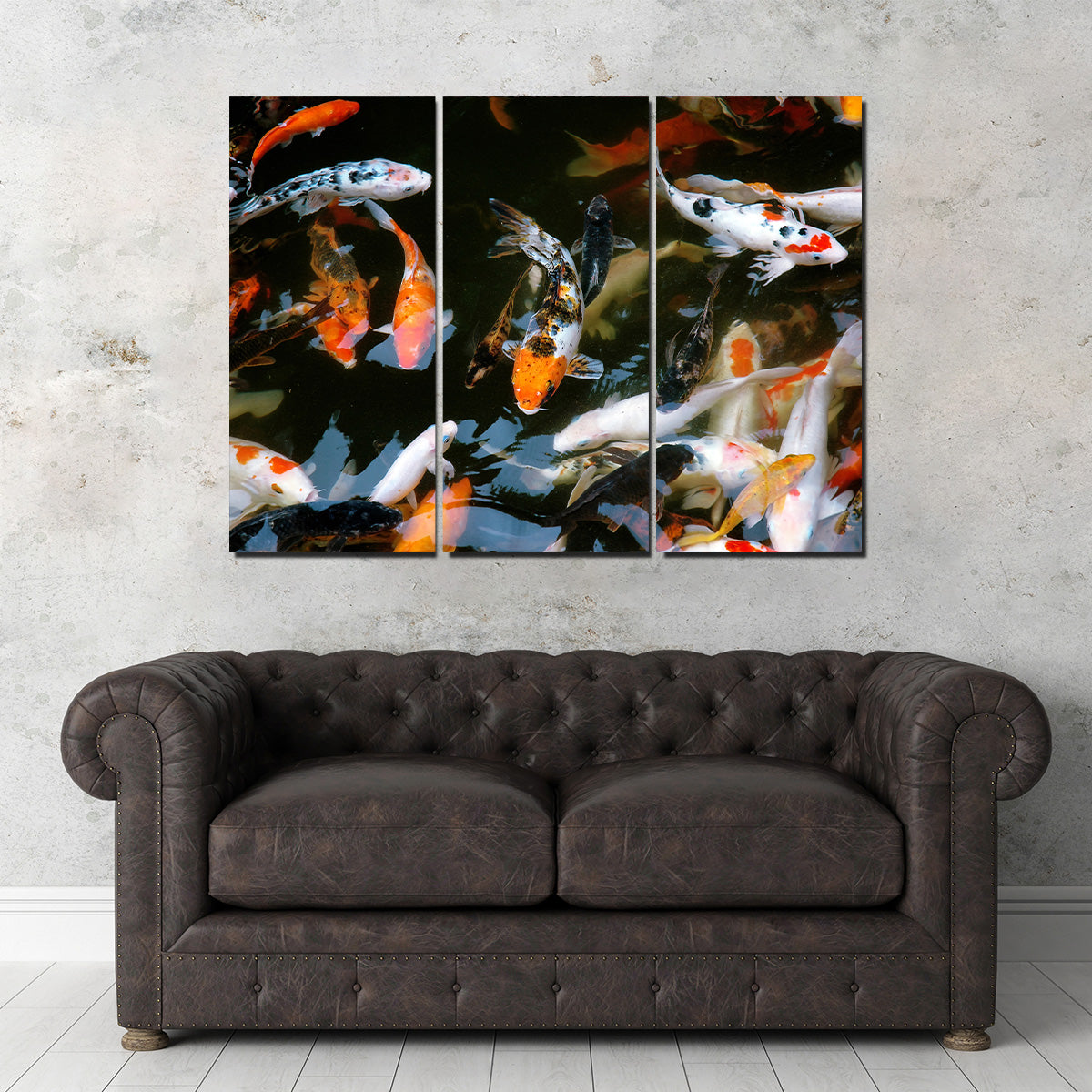 Koi Fish Swimming Wall Art