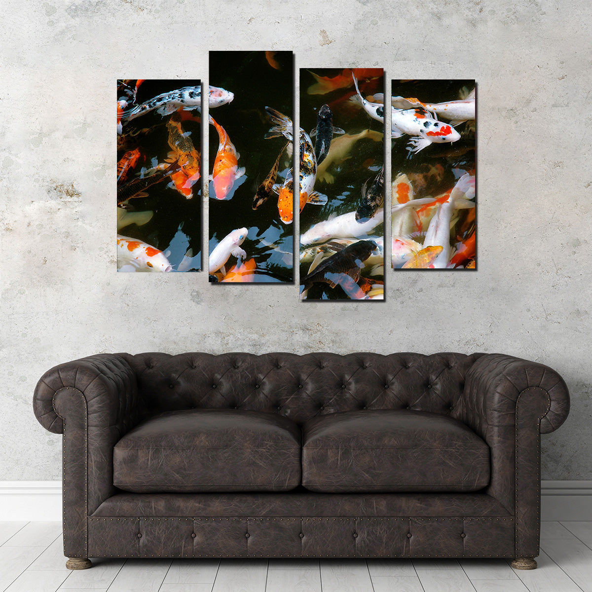 Koi Fish Swimming Wall Art
