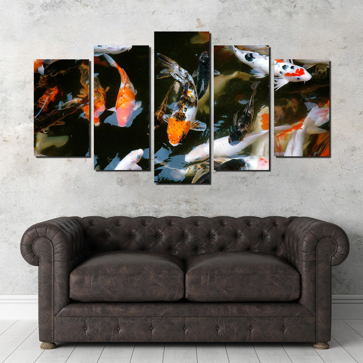 Koi Fish Swimming Wall Art