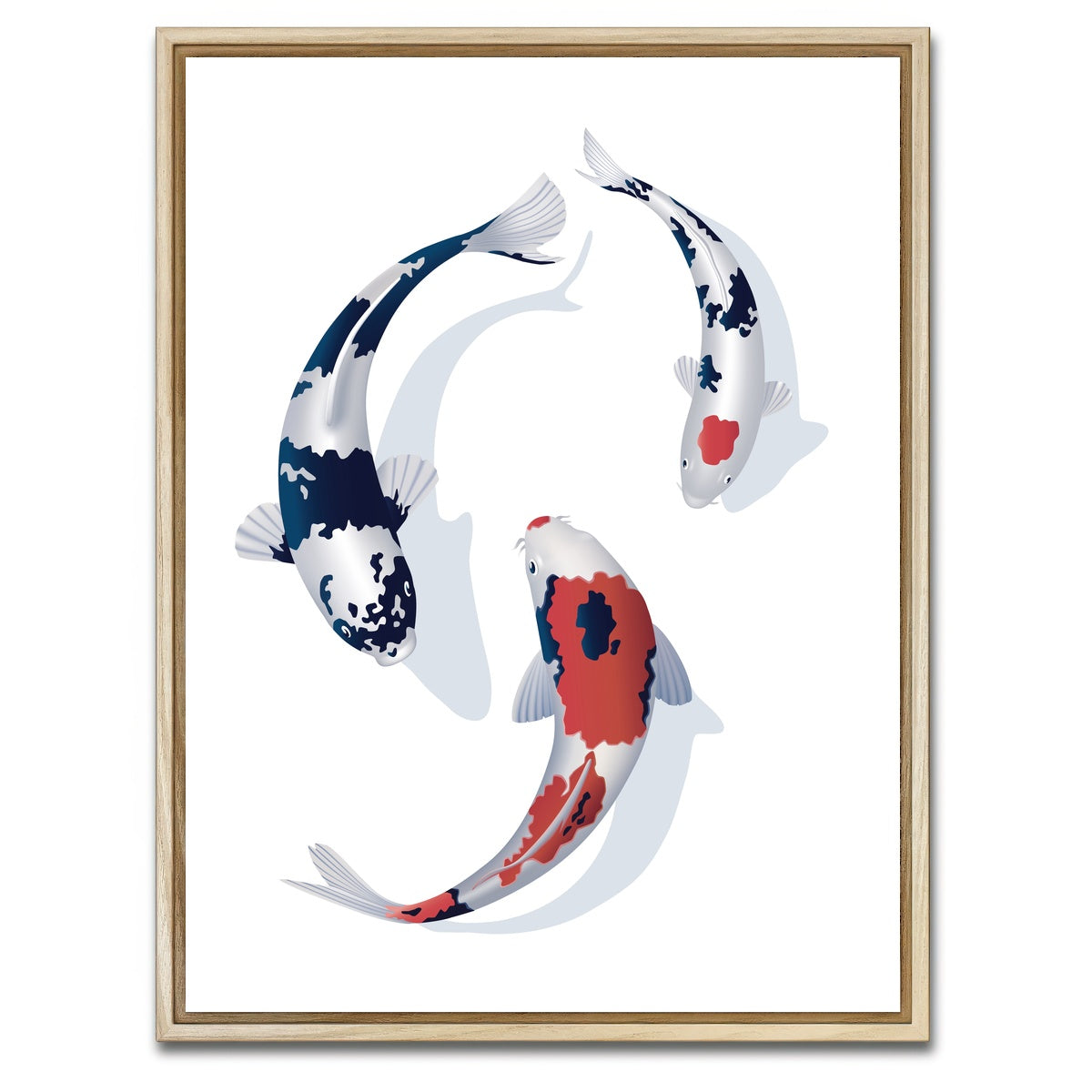 AUTO-MOCKUP WHITE | Koi fish trio | 1 Piece | Natural Framed Canvas | group=3x4