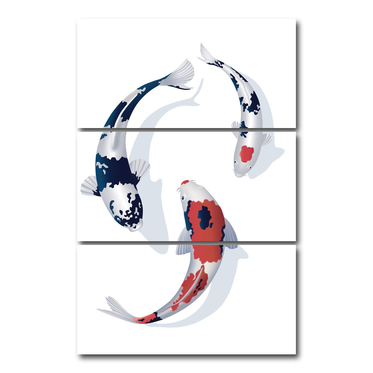 AUTO-MOCKUP WHITE | Koi fish trio | 3 Piece | Gallery Wrap Canvas | group=12x24_stacked