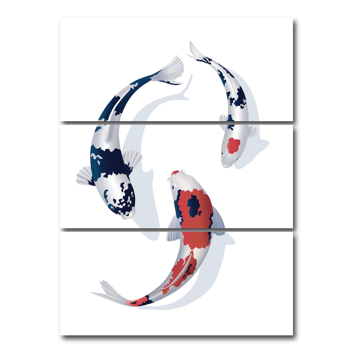 AUTO-MOCKUP WHITE | Koi fish trio | 3 Piece | Gallery Wrap Canvas | group=8x18_stacked