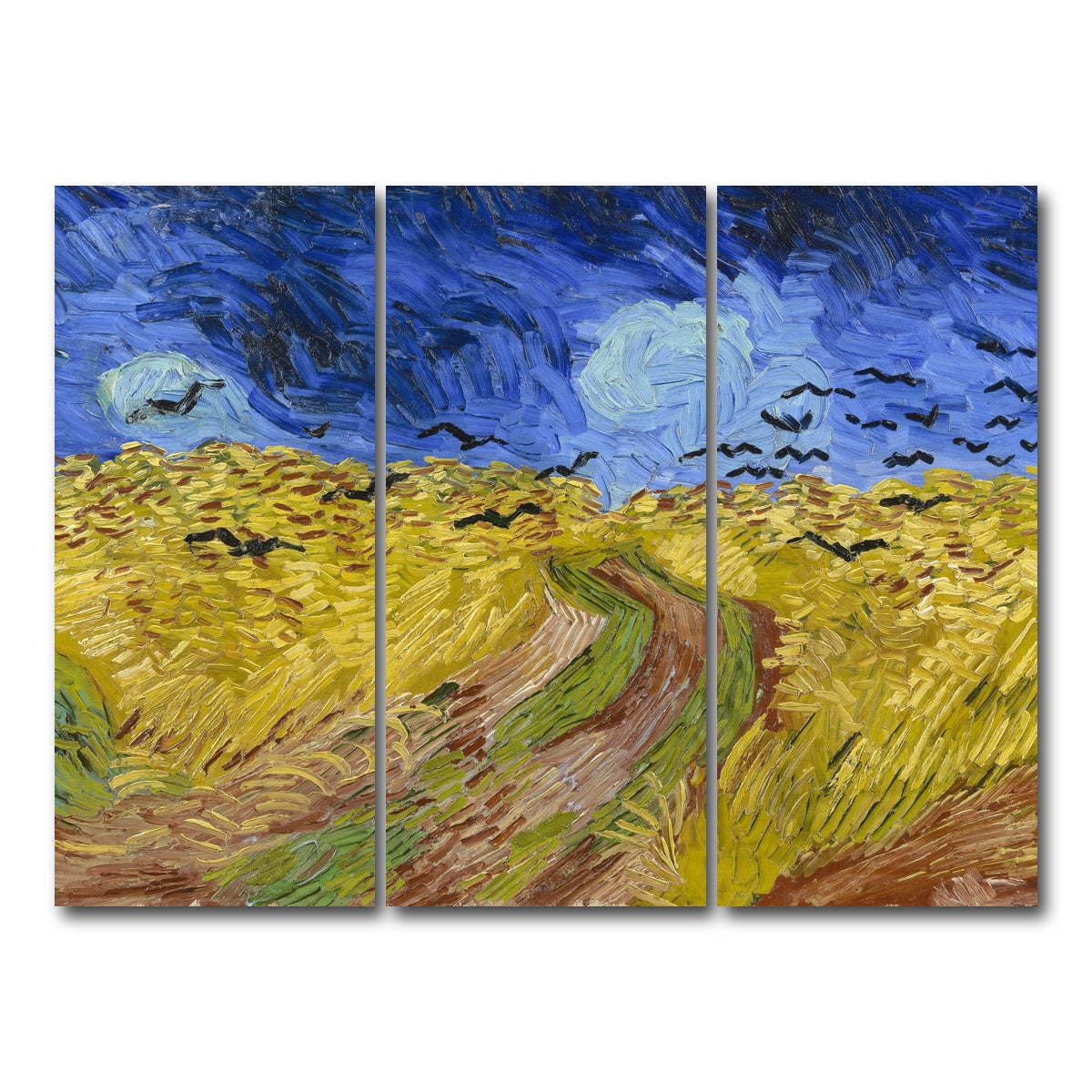 AUTO-MOCKUP WHITE | Korenveld met kraaien | 3 Piece | Gallery Wrap Canvas | group=8x18