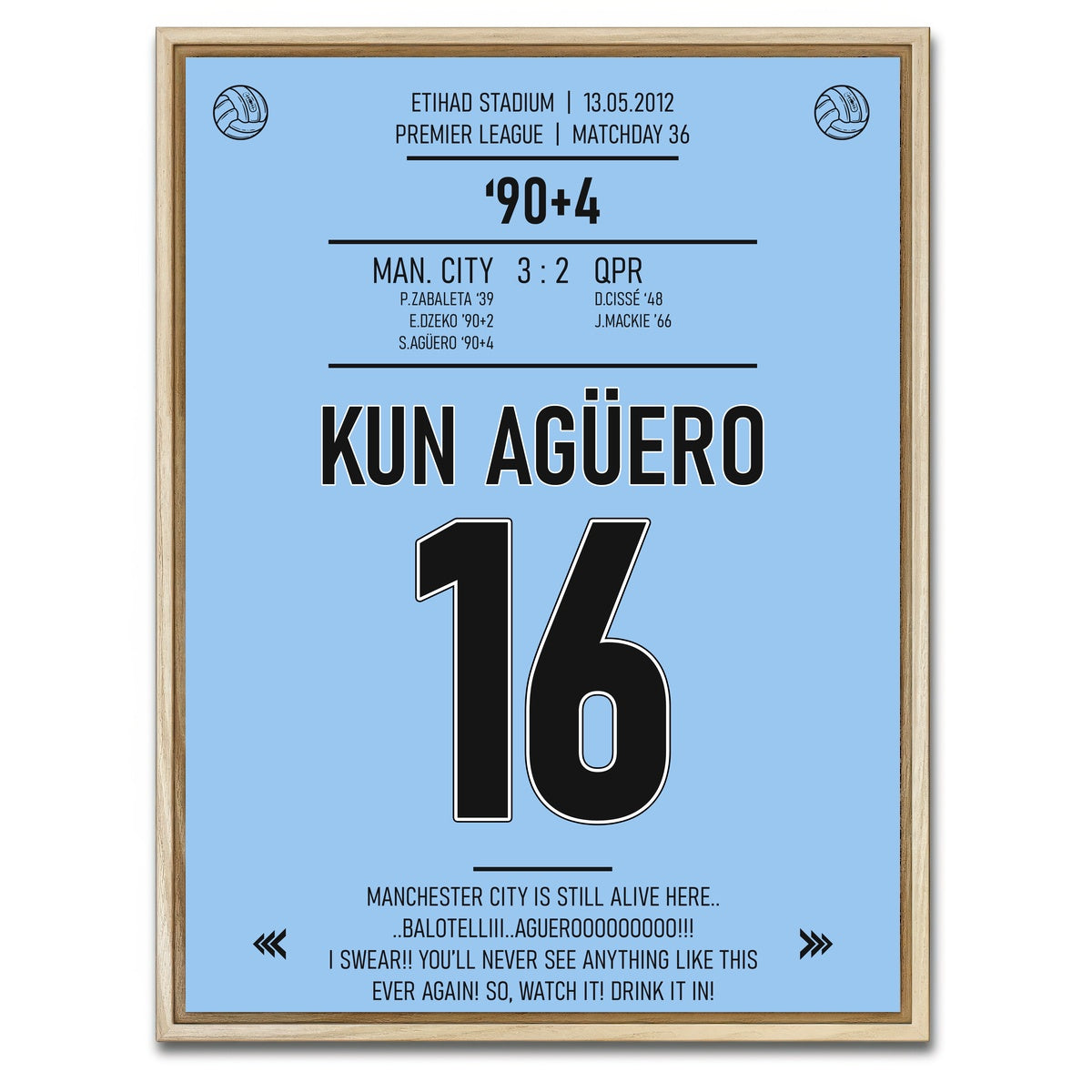 AUTO-MOCKUP WHITE | Kun Aguero | 1 Piece | Natural Framed Canvas | group=3x4