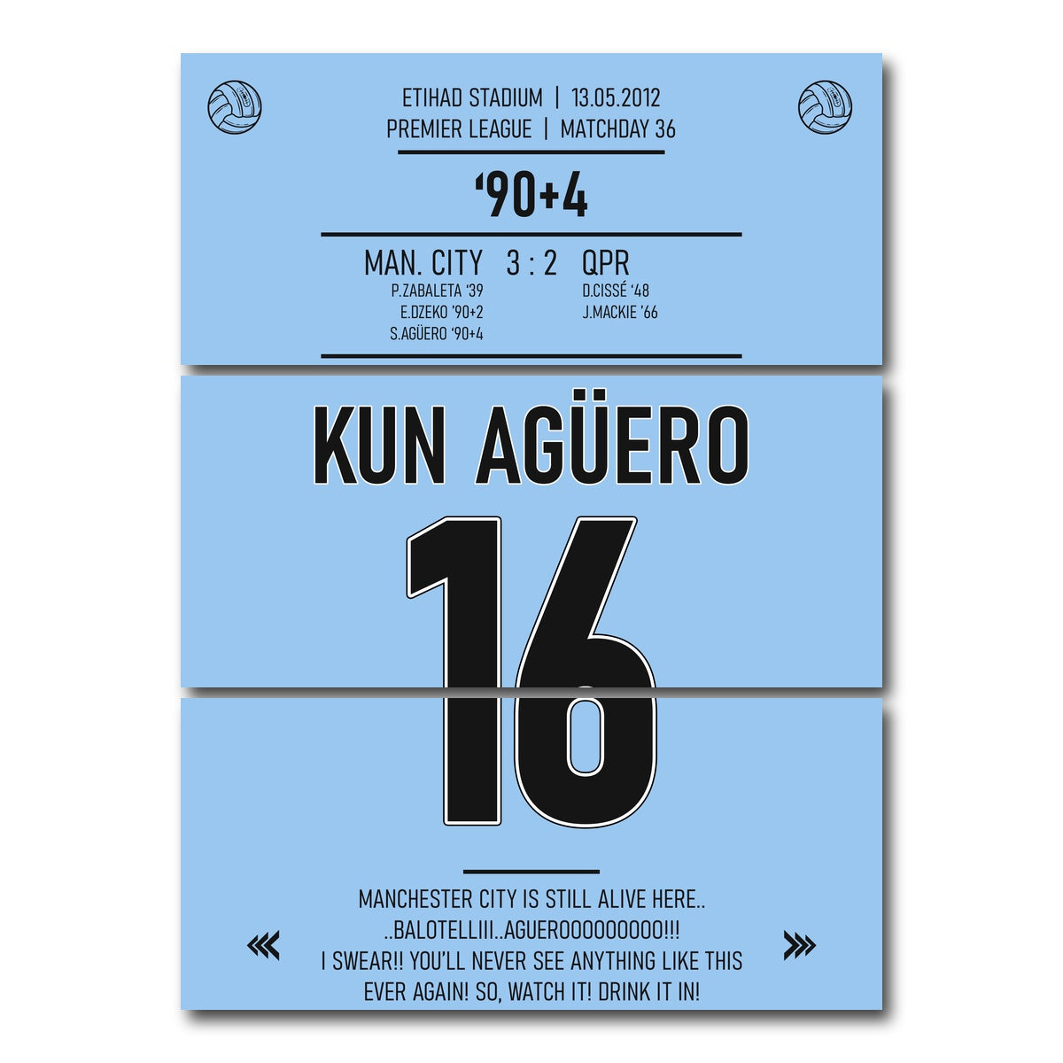 AUTO-MOCKUP WHITE | Kun Aguero | 3 Piece | Gallery Wrap Canvas | group=8x18_stacked