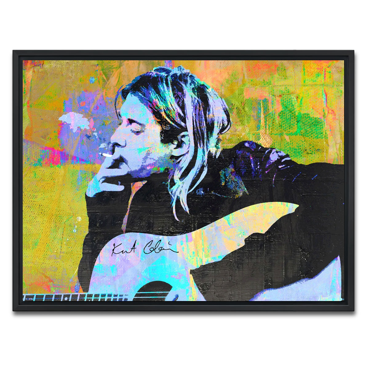 AUTO-MOCKUP WHITE | Kurt Cobain Guitar | 1 Piece | Black Framed Canvas | group=4x3