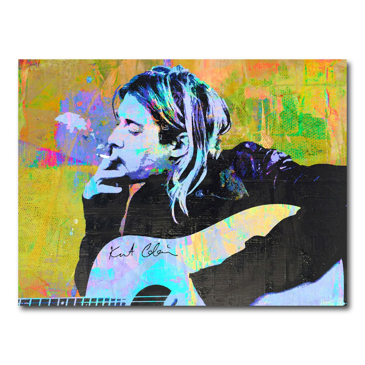 AUTO-MOCKUP WHITE | Kurt Cobain Guitar | 1 Piece | Gallery Wrap Canvas | group=4x3