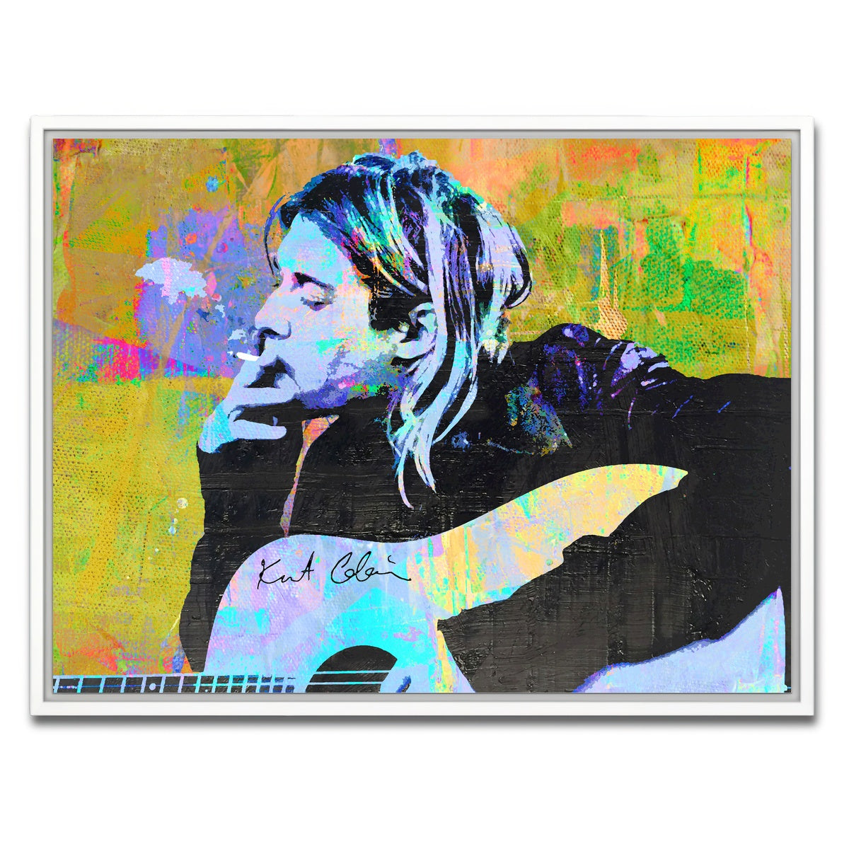 AUTO-MOCKUP WHITE | Kurt Cobain Guitar | 1 Piece | White Framed Canvas | group=4x3