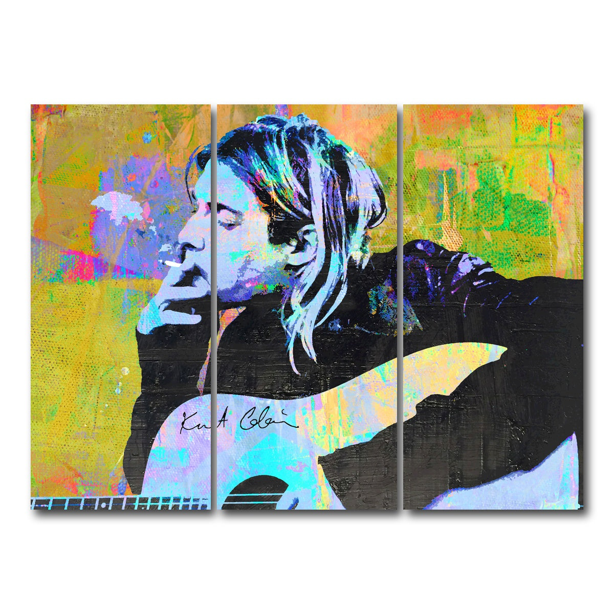 AUTO-MOCKUP WHITE | Kurt Cobain Guitar | 3 Piece | Gallery Wrap Canvas | group=8x18