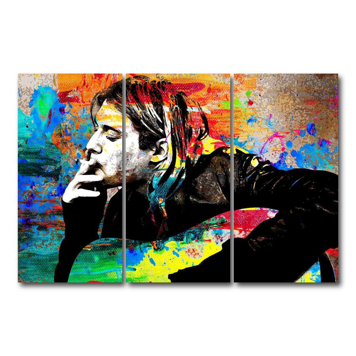 AUTO-MOCKUP WHITE | Kurt Cobain | 3 Piece | Gallery Wrap Canvas | group=12x24