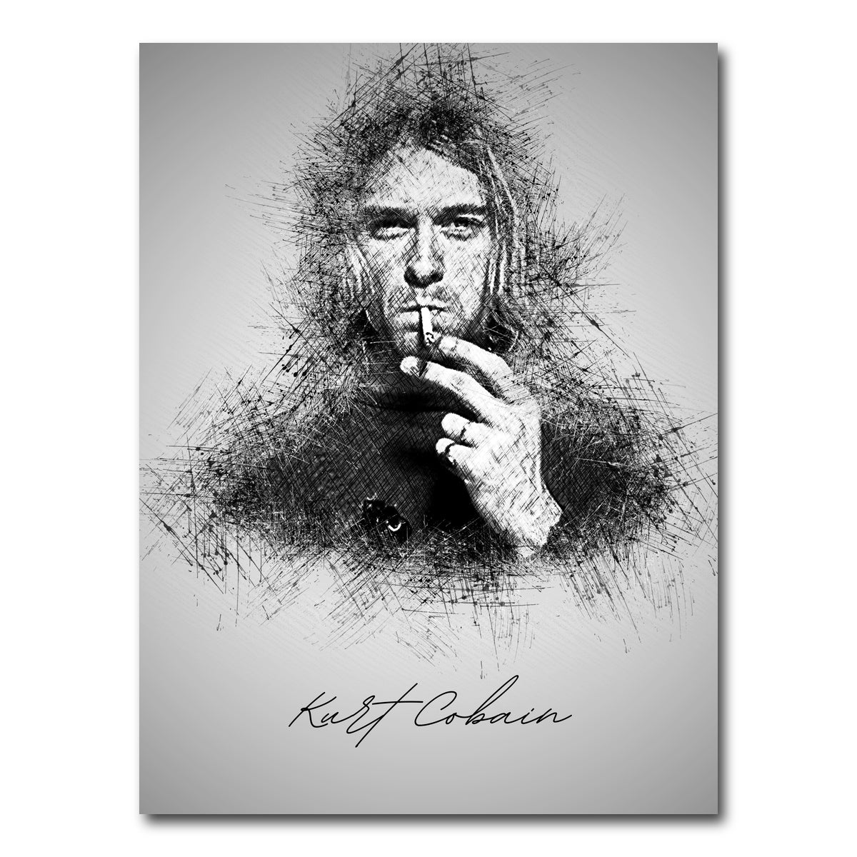 AUTO-MOCKUP WHITE | Kurt Cobain sketch | 1 Piece | Gallery Wrap Canvas | group=3x4