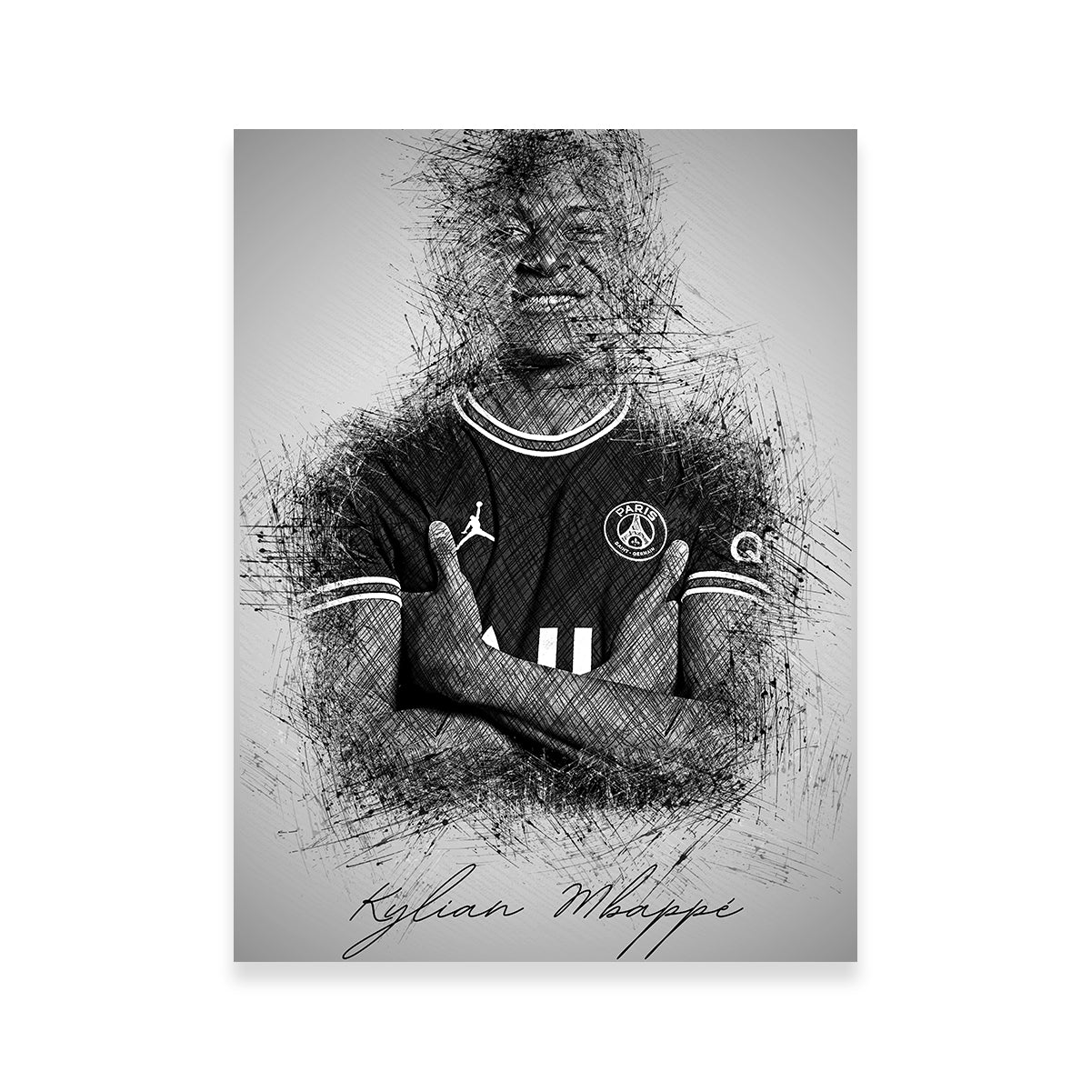 Kylian Mbappé Sketch Wall Art