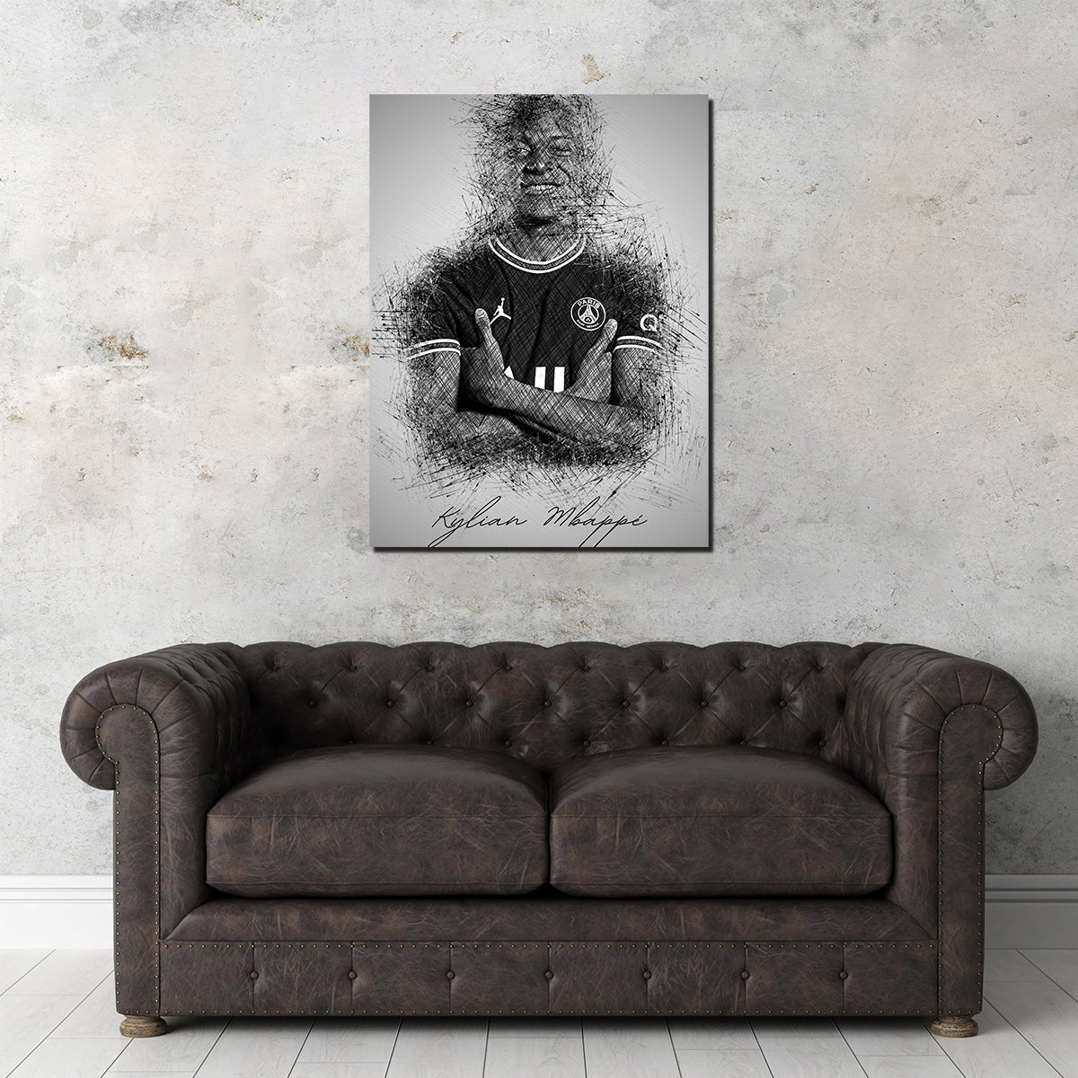 Kylian Mbappé Sketch Wall Art