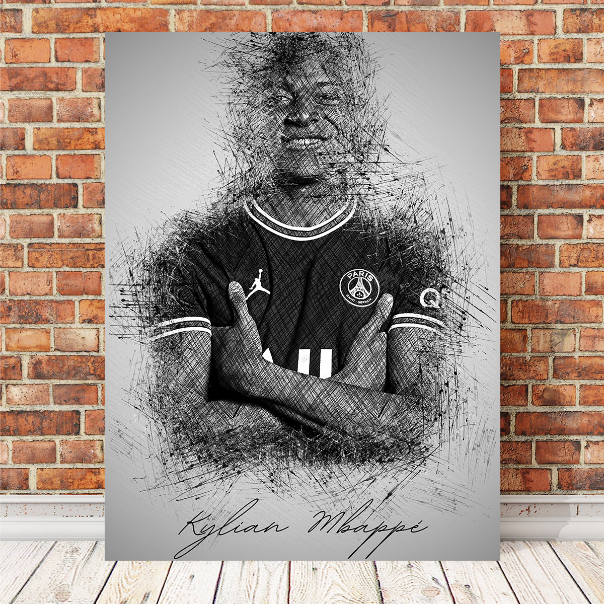Kylian Mbappé Sketch Wall Art