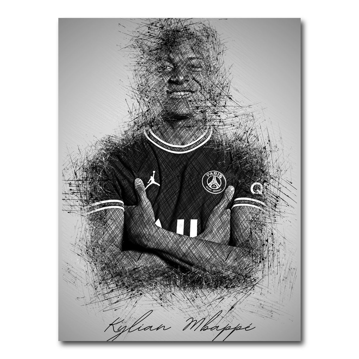 AUTO-MOCKUP WHITE | Kylian Mbappe Sketch | 1 Piece | Gallery Wrap Canvas | group=3x4