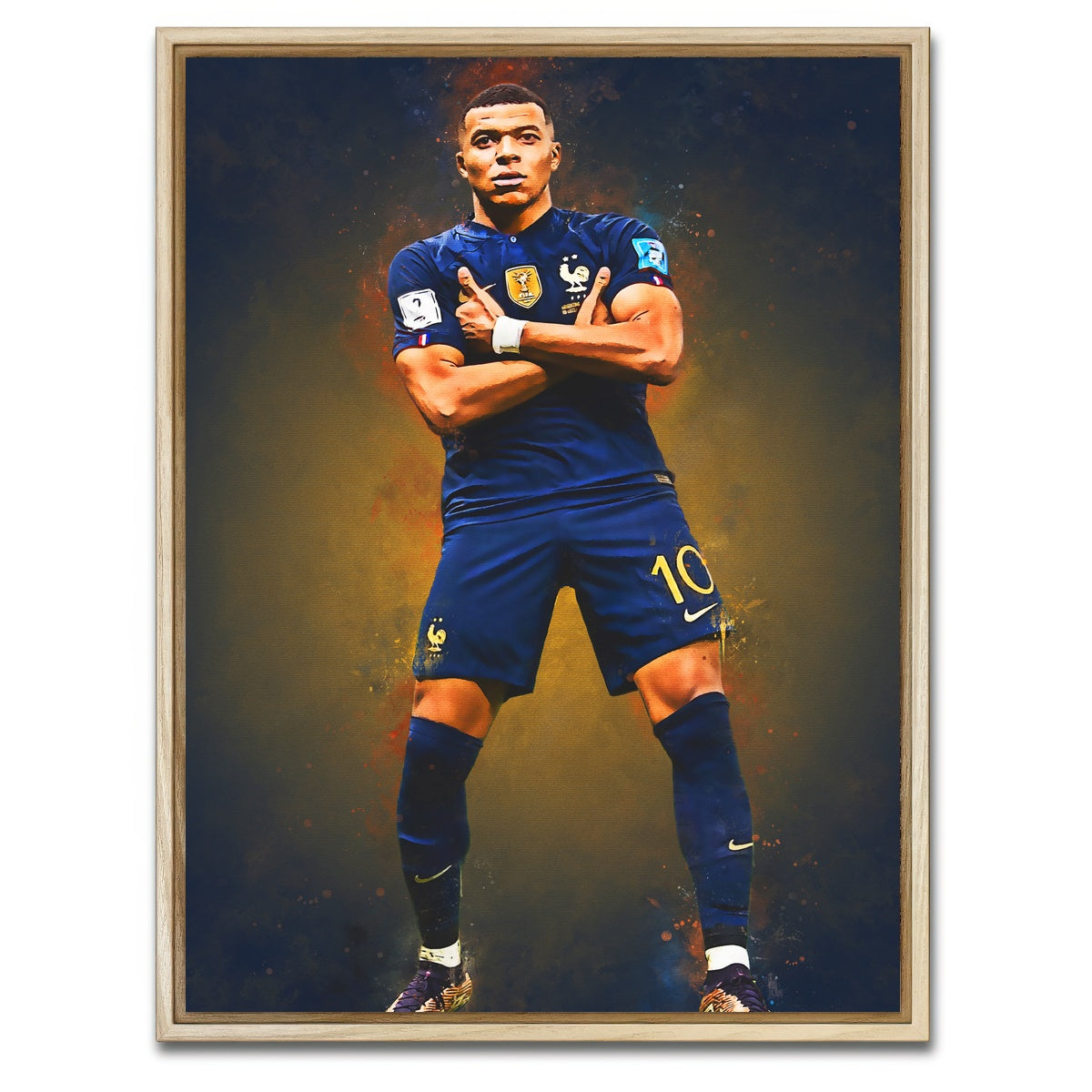 AUTO-MOCKUP WHITE | Kylian Mbappe | 1 Piece | Natural Framed Canvas | group=3x4
